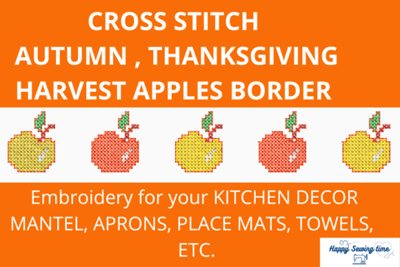 Apples Cross Stitch Small Border
