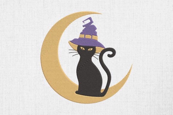 Black Cat with Witch Hat and Moon Embroidery Review