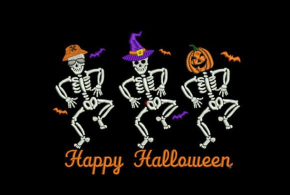Happy Halloween Party Dancing Skeletons