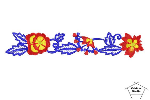 Red Blue Flower Border