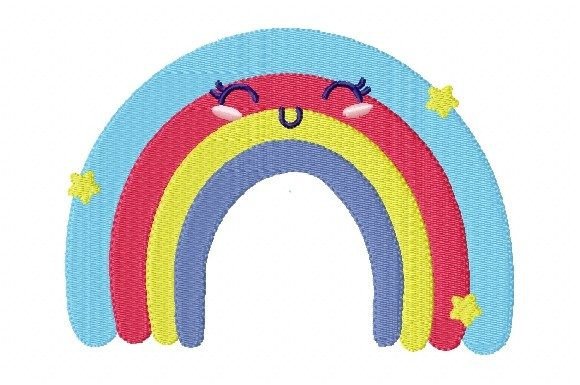 Smiley Face Boho Rainbow with Stars