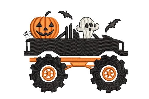 Truck with a Pumpkin and a Little Ghost